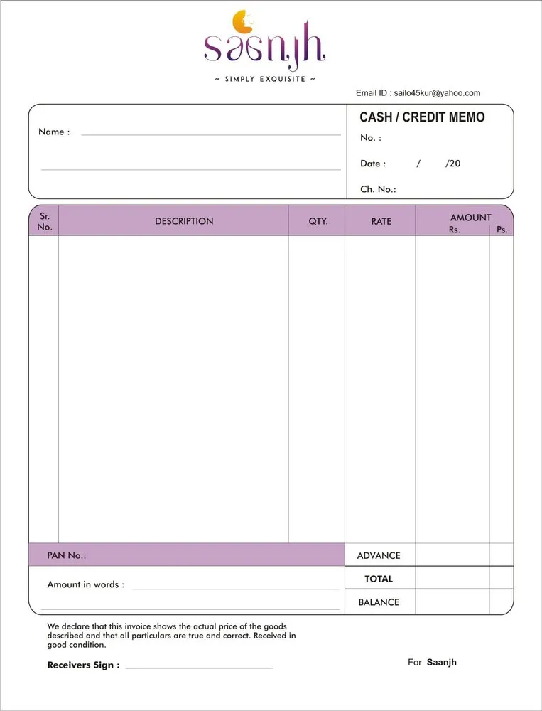 Invoice Bill Book Printing Services